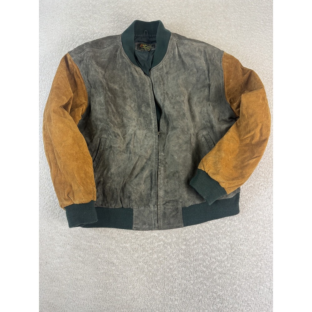 Reed Sportswear Jacket Mens Large Leather Bomber Varsity‎ Retro Two Tone